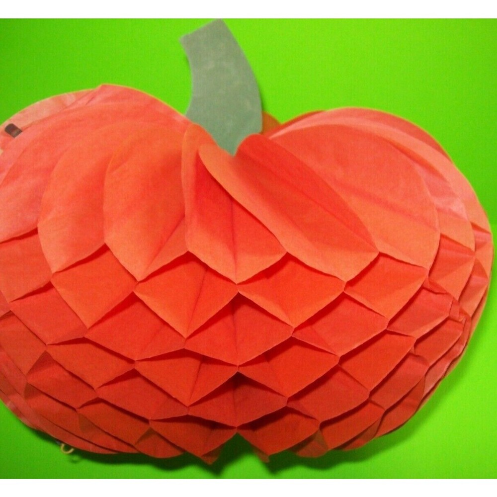 Halloween Paper Accordion JOL Orange Pumpkin Table Decoration Vintage Fold Out
